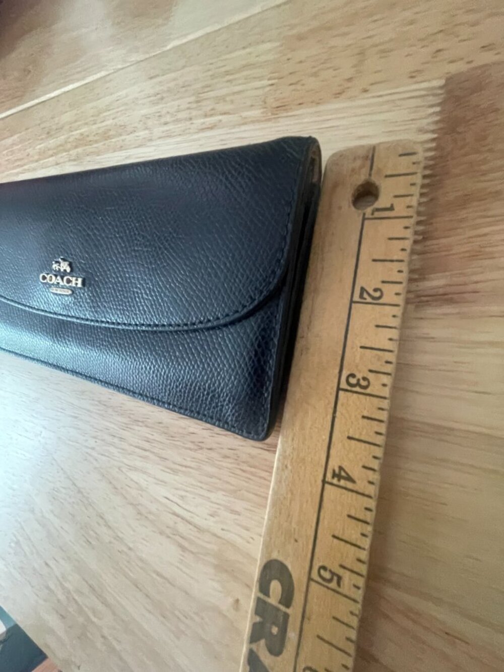 Coach Navy Cross grain Leather Continental Snap Wallet Zip Clutch - Picture 9 of 9